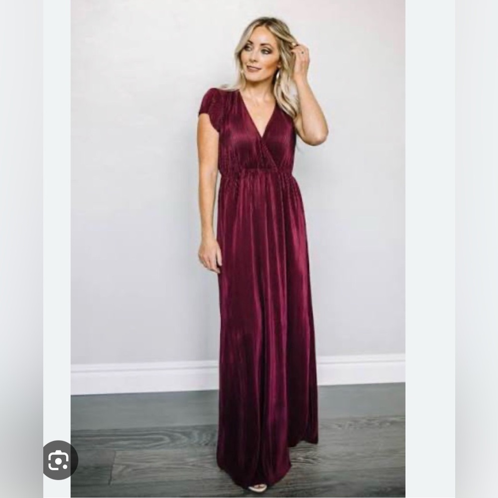 Baltic Born Athena Pleated Maxi Dress Women’s XL Mulberry Wedding Bump Friendly